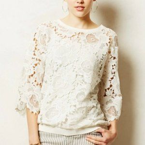 Anthropologie DOLAN White Lace Blouse or Sweatshirt - Size S